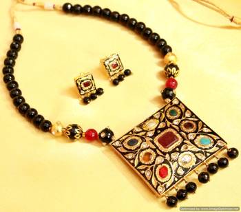Black Onyx Navratan Necklace Set 1