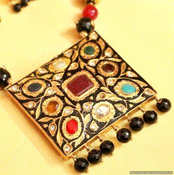 Black Onyx Navratan Necklace Set 2