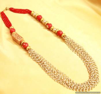 Red Indowestern Maala Necklace Set 1