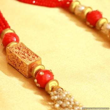 Red Indowestern Maala Necklace Set 2