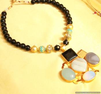 Black Onyx Real Look Necklace Set 1