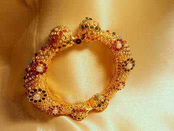 Gold Plated Navratna Royal Broad Sideopen Kara 3