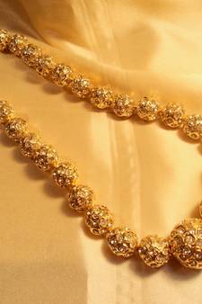 Gold Plated Zircon Jaipuri Beads Neckpiece