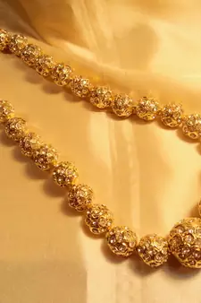 Gold Plated Zircon Jaipuri Beads Neckpiece