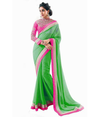 multicolor embroidered georgette saree with blouse 1