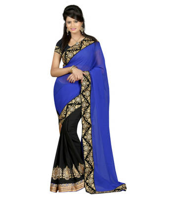multicolor embroidered georgette saree with blouse 1