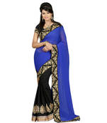 multicolor embroidered georgette saree with blouse