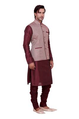 Maroon Raw Silk Kurta Pyjama 1