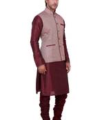 Maroon Raw Silk Kurta Pyjama