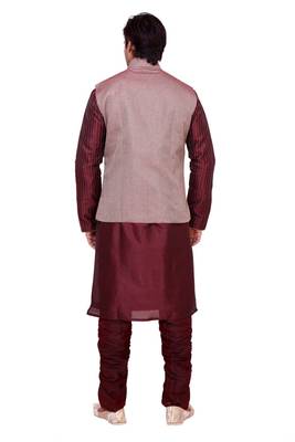 Maroon Raw Silk Kurta Pyjama 2