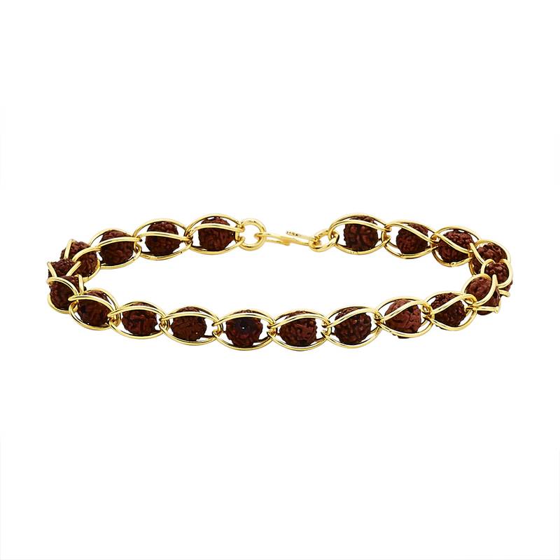 Rudraksha Gold Brass Gold Plated Bracelet for Men Boys BeBold 982800