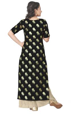 Black faux crepe printed kurti 2