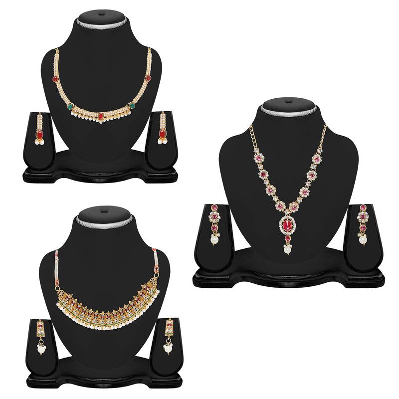 Multicolor stone cubic zirconia necklace sets