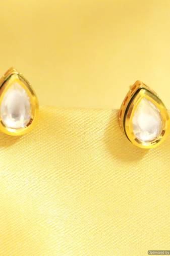 Pear Shaped Kundan Meenakari Studs