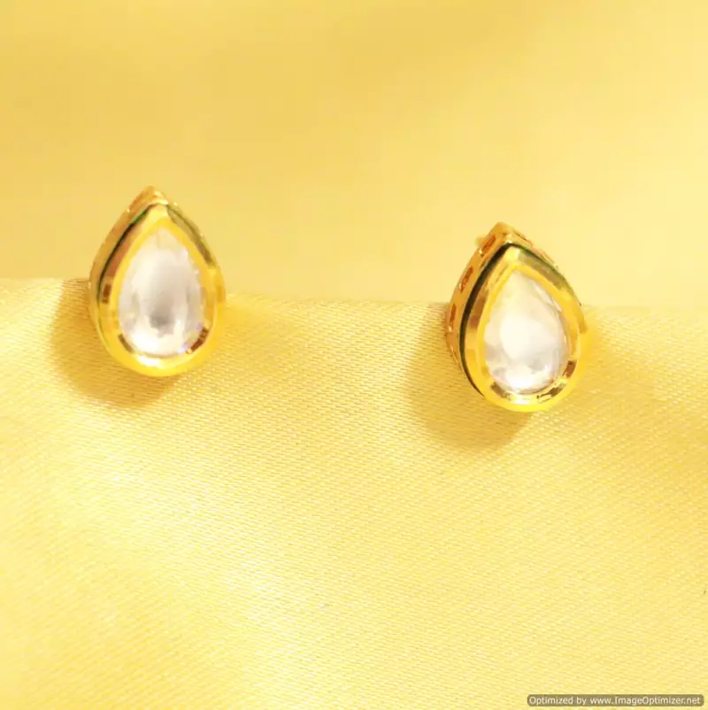 Pear Shaped Kundan Meenakari Studs