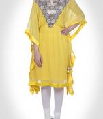 Yellow embroidered cotton stitched salwar