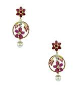 Ruby Red CZ AD American Diamond Dangle Earrings Jewellery for Women - Orniza