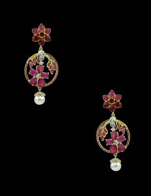 Ruby Red CZ AD American Diamond Dangle Earrings Jewellery for Women - Orniza 3