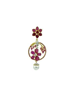 Ruby Red CZ AD American Diamond Dangle Earrings Jewellery for Women - Orniza 4