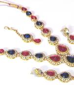 Pink and blue Tilak stone Necklace set