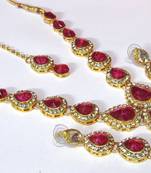 Dark Pink Tilak stone Necklace set