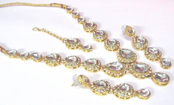 White Tilak stone Necklace set 1