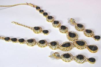 Black Tilak stone Necklace set 1