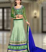 Green embroidered banglory silk pakistani lehenga choli
