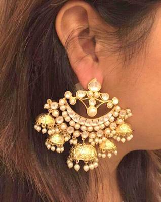 beautiful kundan chandbali jhumka pair 1