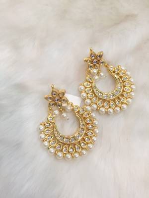 kundan work gold plated beautiful pearl earrings 1