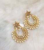 kundan work gold plated beautiful pearl earrings