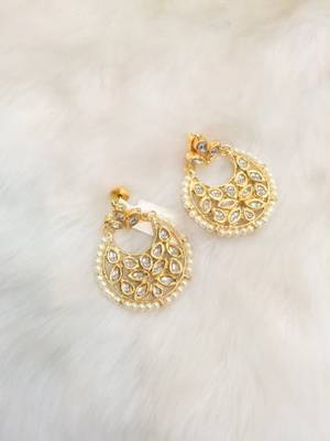 kundan work gold plated beautiful pearl earrings 1