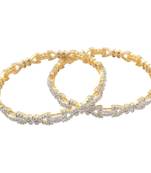 Designer Gold Cubic Zirconia Ad Gold Bangles And Bracelets