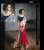 white embroidered georgette saree with blouse