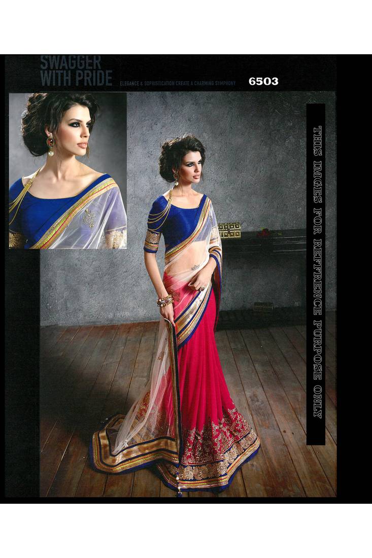 white embroidered georgette saree with blouse