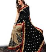 Triveni Beautiful Black Color Embroidered Indian Designer Fancy Partywear Saree