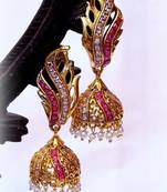 Gold american diamonds jhumkas