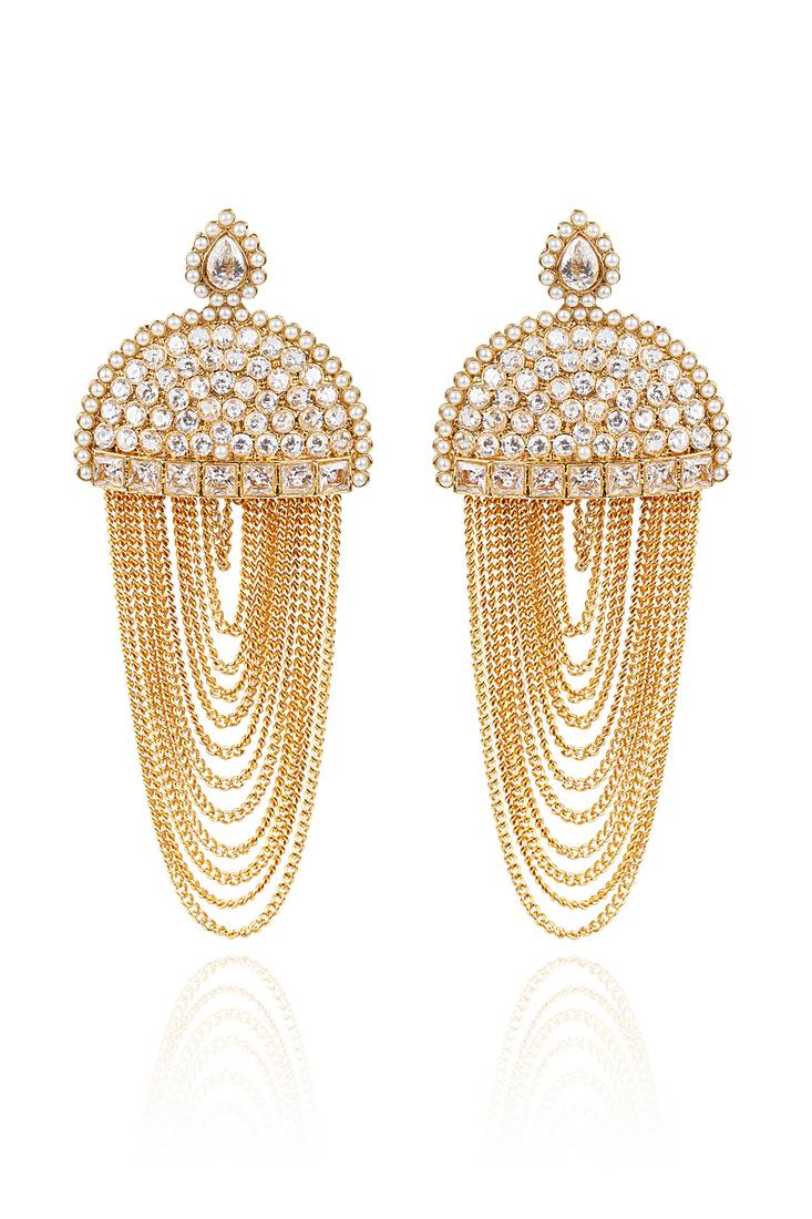 Bollywood style long gold earrings