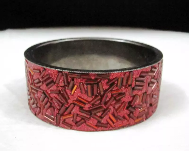Red Pipe Bead Bangle