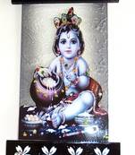 Wooden key holder with god photo Bal Gopal