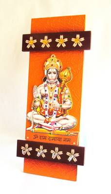 Key holder decorative and wooden and handcrafted with god photo hanumanji 2