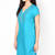 Designer Sky Blue Cotton Plain Long Kurti Half Sleeve