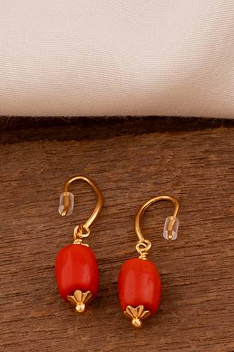 Coral earrings one gram gold
