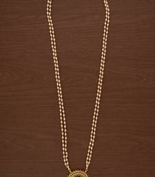 Off-white pearl necklace LONG with Big Laxmi pendant one gram gold