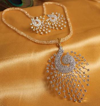 Gorgeous Cz Peacock Necklace Set   Dj 00563 1