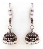 White Crystal Oxdizied Jhumkas