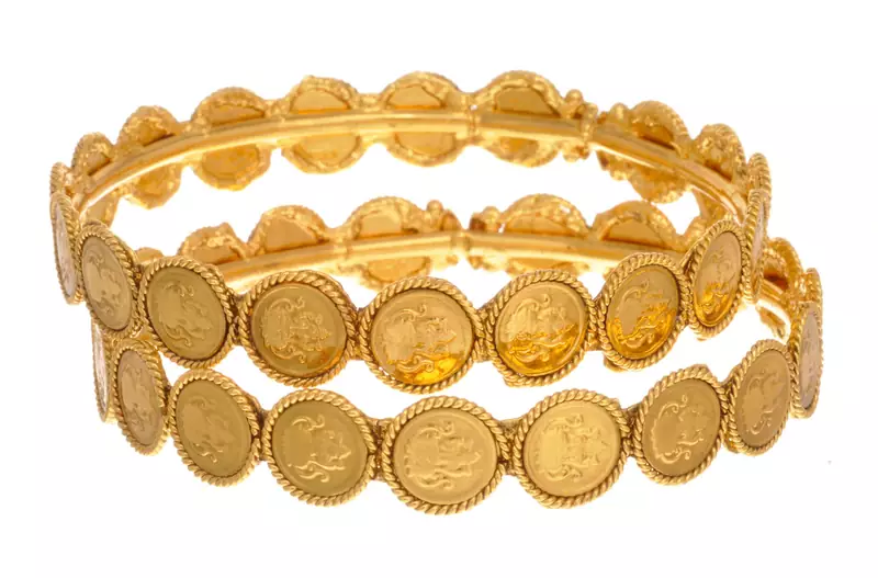 Magnificent Mahalaxmi Coin Gold Designer Bangles.