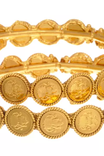 Magnificent Mahalaxmi Coin Gold Designer Bangles.