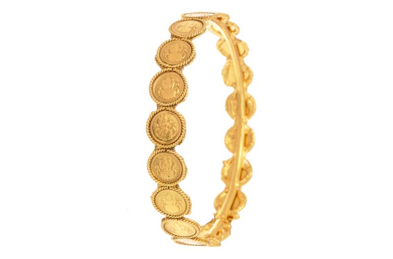 Magnificent Mahalaxmi Coin Gold Designer Bangles.