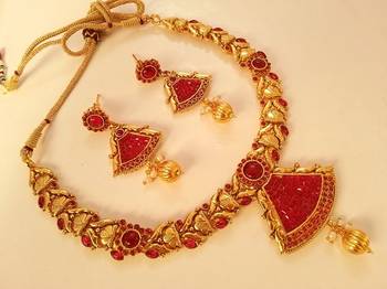Lovely Pink Kempu Antique Necklace Set 2